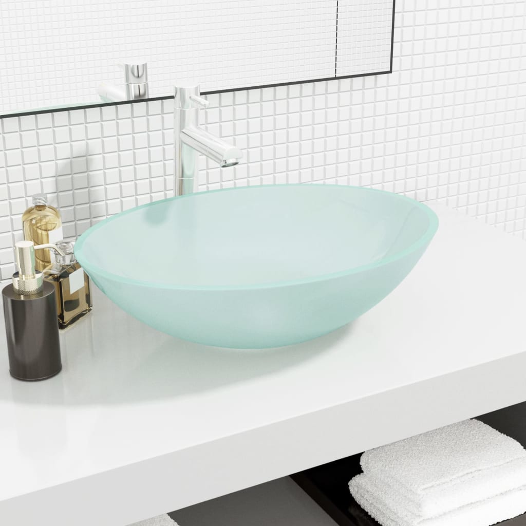 Handfat glas 50x37x14 cm frostat