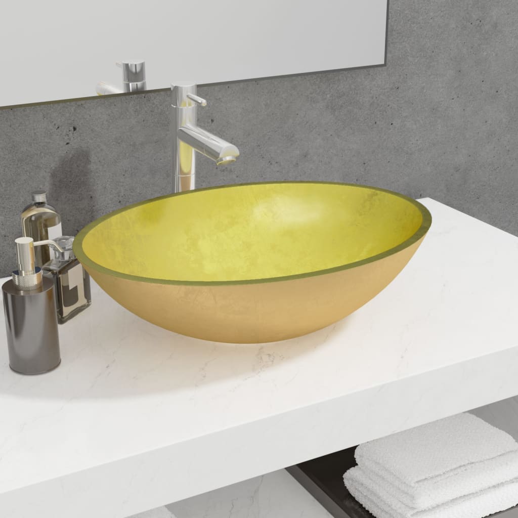 Handfat glas 50x37x14 cm guld