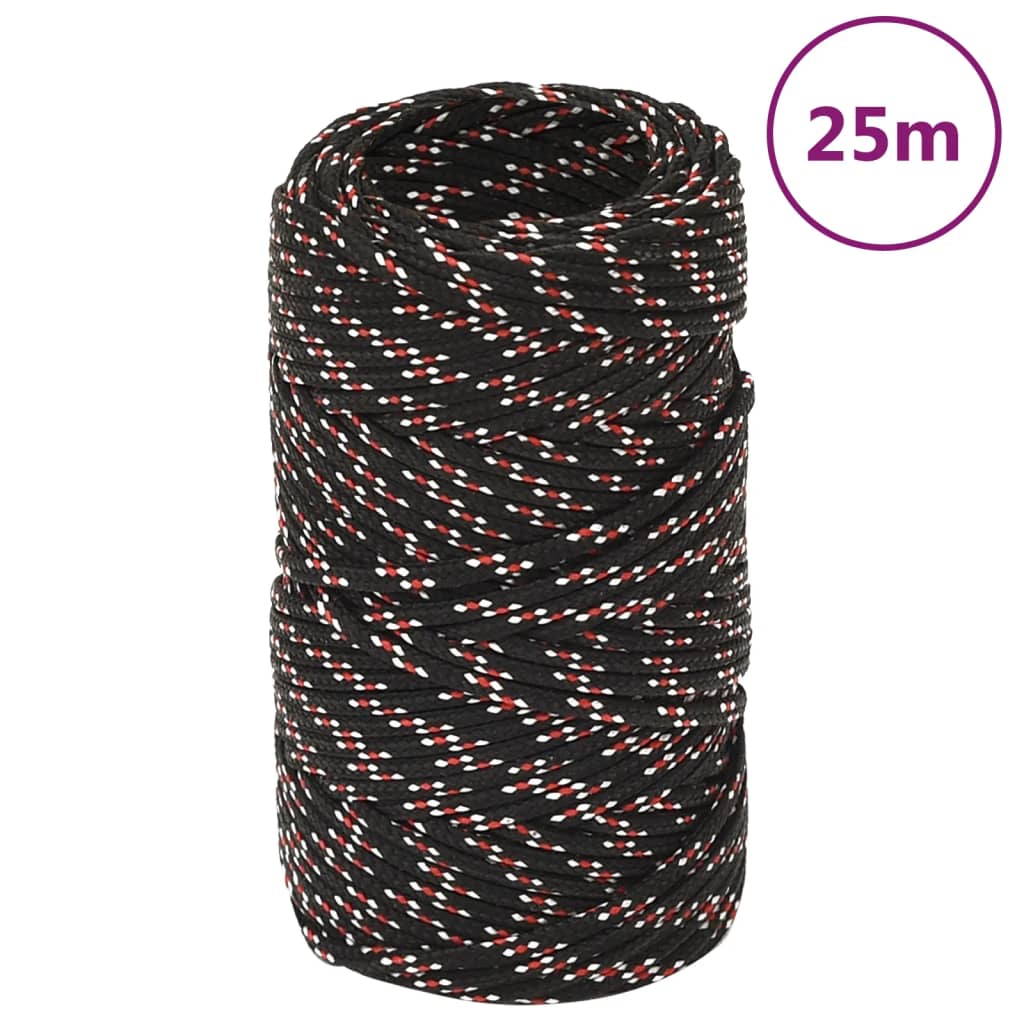 Båtlina svart 2 mm 25 m polypropen