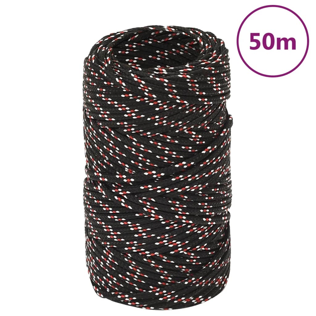 Båtlina svart 2 mm 50 m polypropen