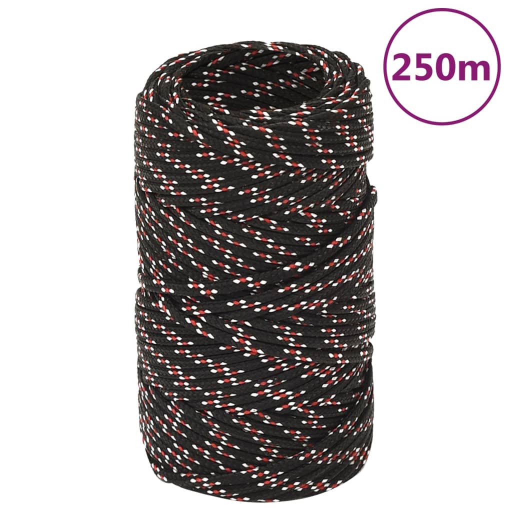 Båtlina svart 2 mm 250 m polypropen