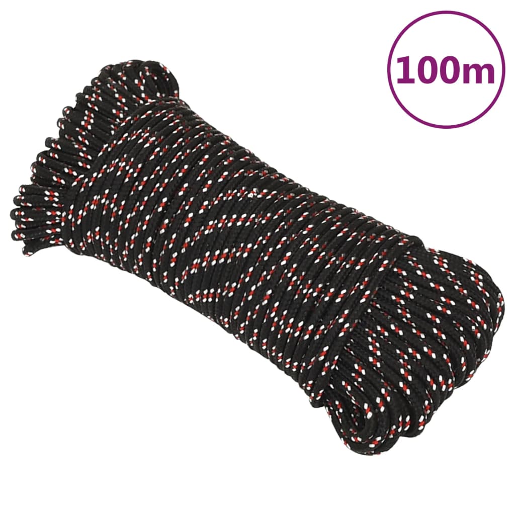 Båtlina svart 3 mm 100 m polypropen