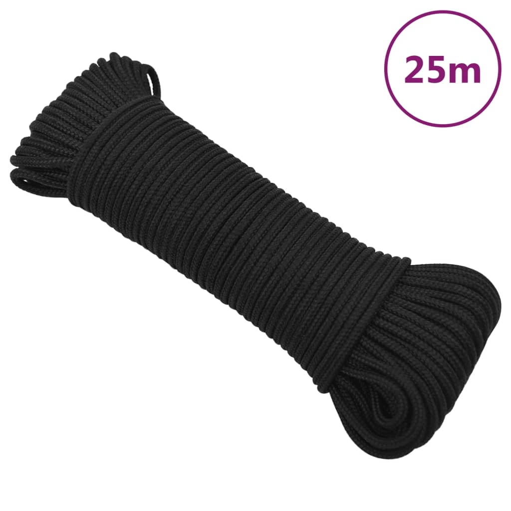 Båtlina helsvart 4 mm 25 m polypropen