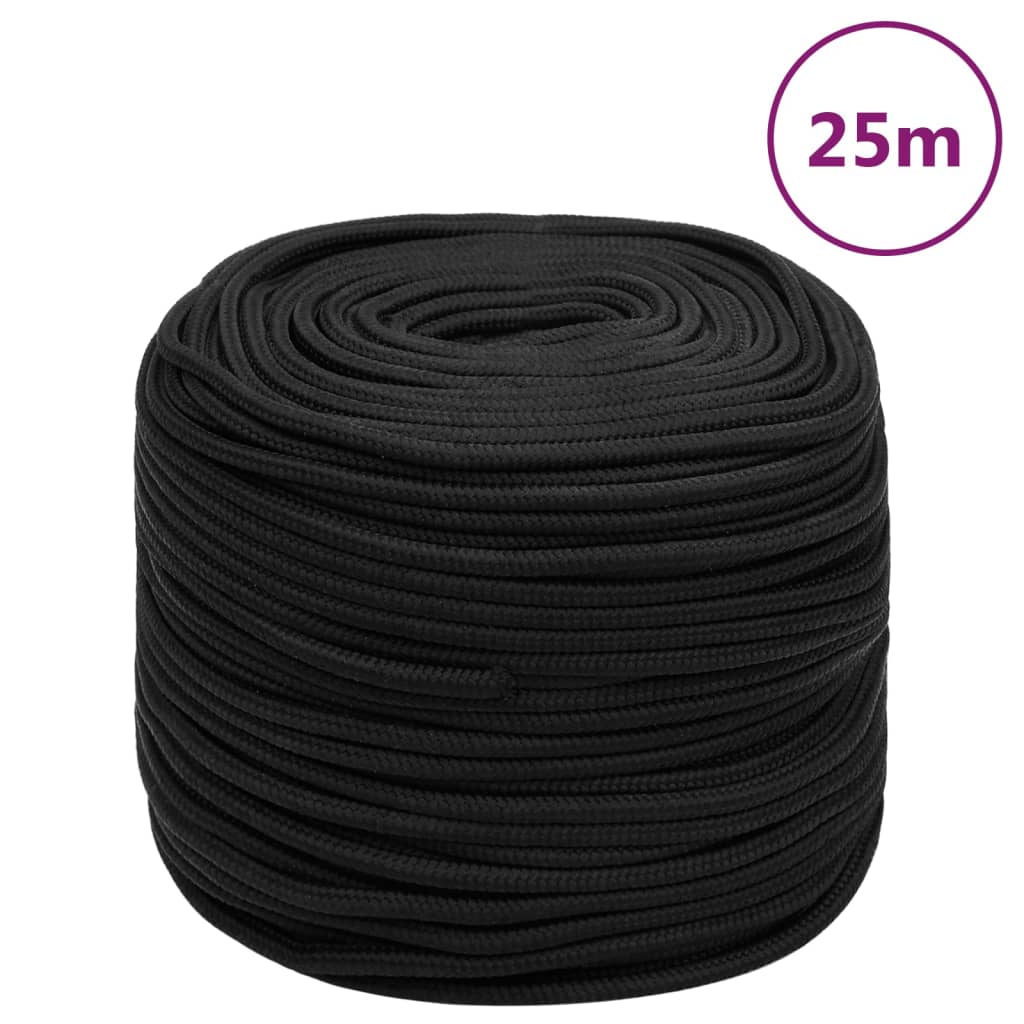Båtlina helsvart 10 mm 25 m polypropen