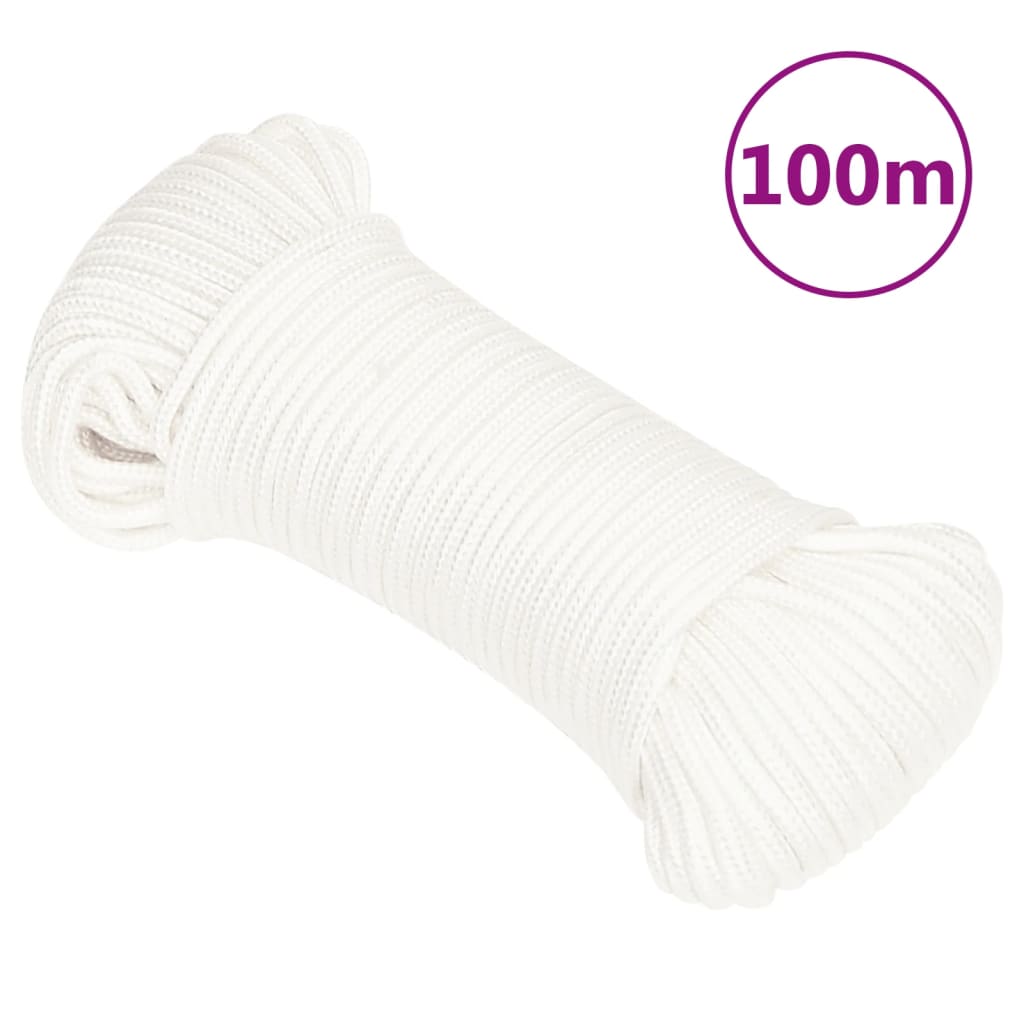 Båtlina helvit 4 mm 100 m polypropylen