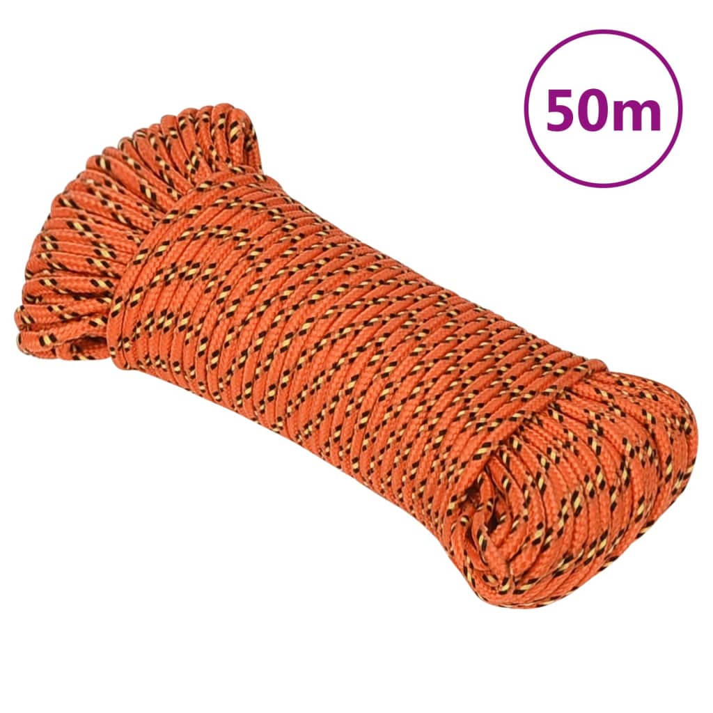 Båtlina orange 5 mm 50 m polypropen