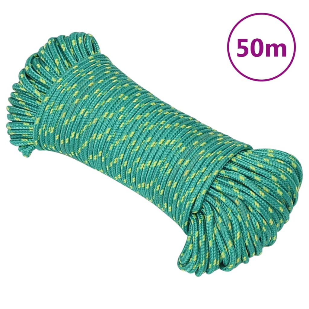 Båtlina grön 3 mm 50 m polypropen