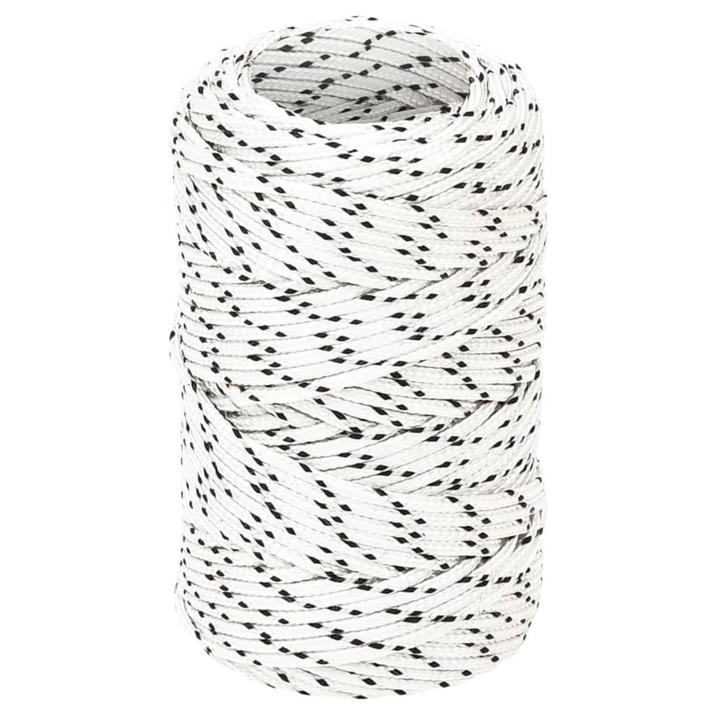 Båtlina flätad vit 2 mm x 25 m polyester