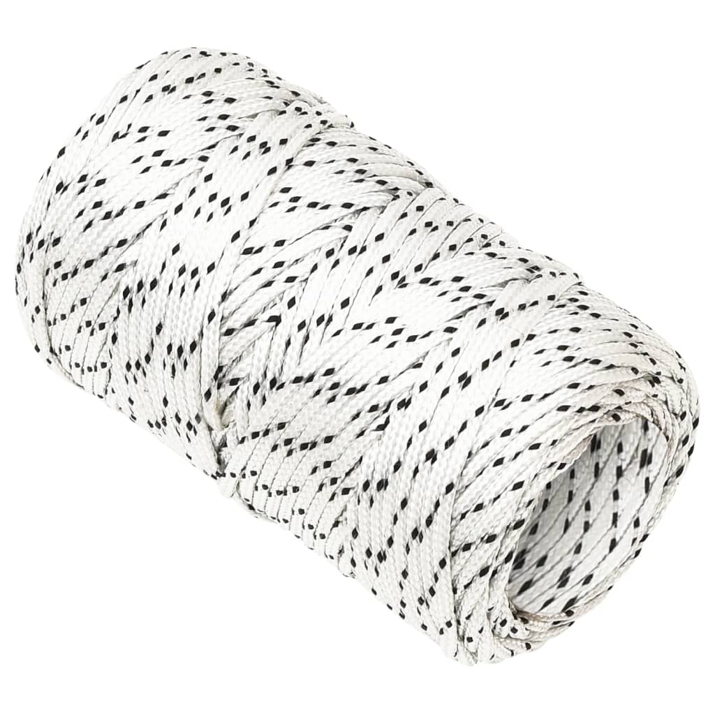Båtlina flätad vit 2 mm x 25 m polyester