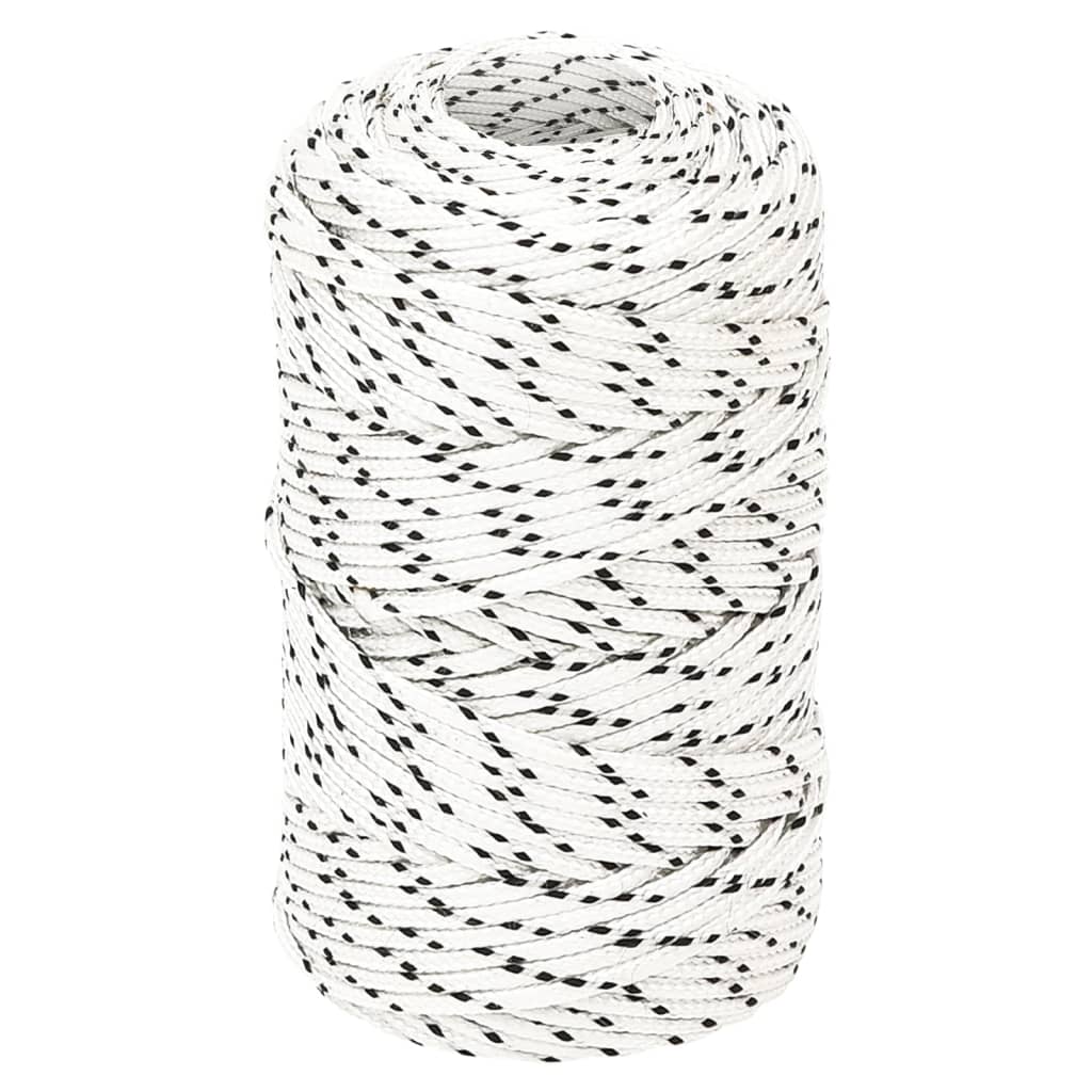 Båtlina flätad vit 2 mm x 100 m polyester