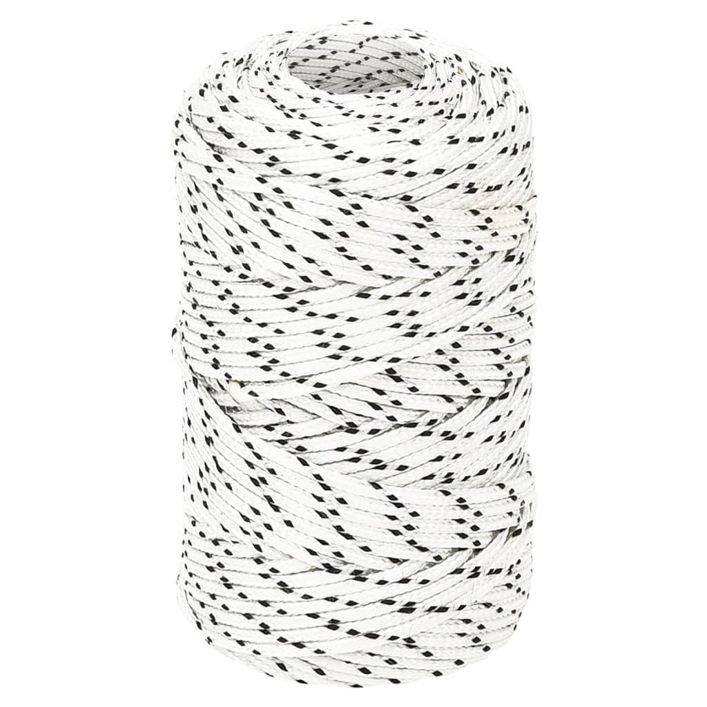 Båtlina flätad vit 2 mm x 500 m polyester