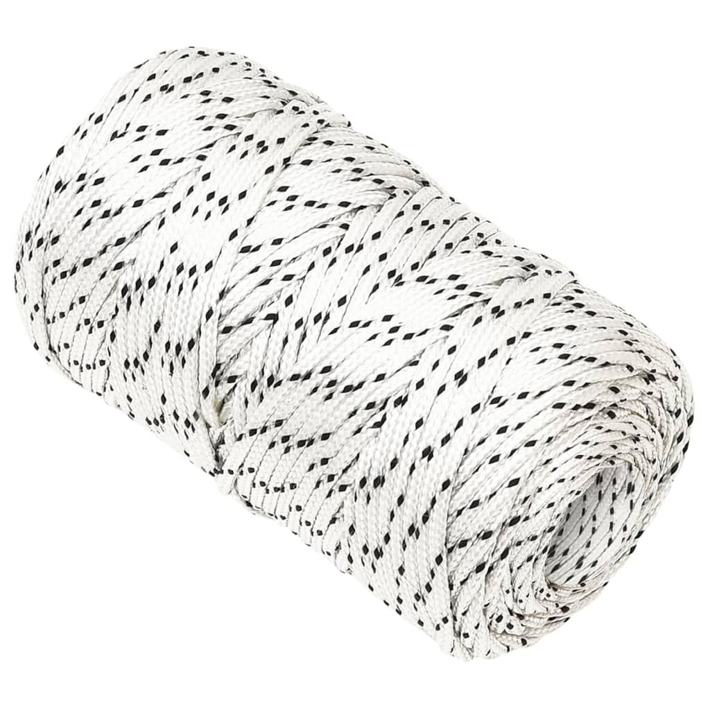 Båtlina flätad vit 2 mm x 500 m polyester