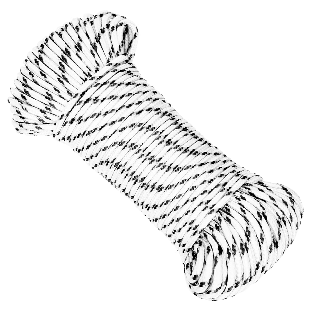 Båtlina flätad vit 3 mm x 500 m polyester