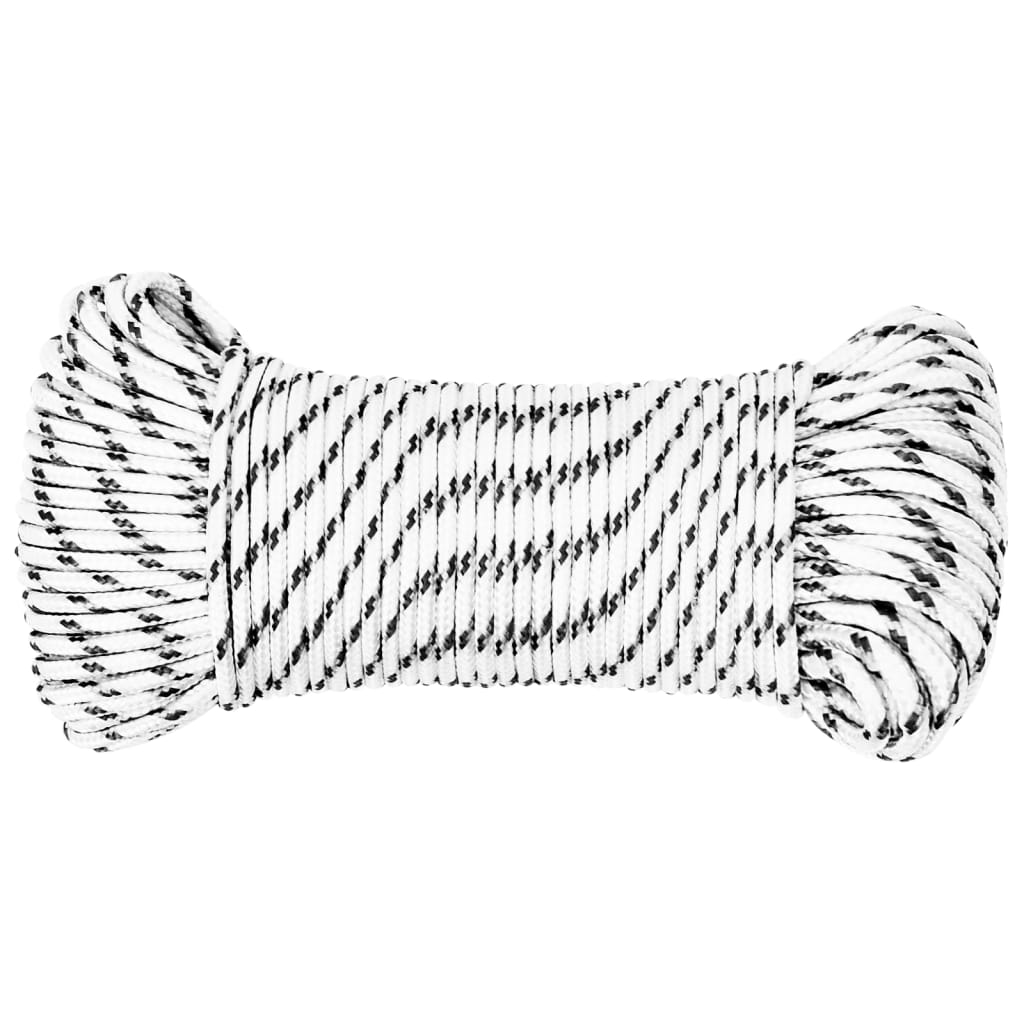Båtlina flätad vit 3 mm x 500 m polyester