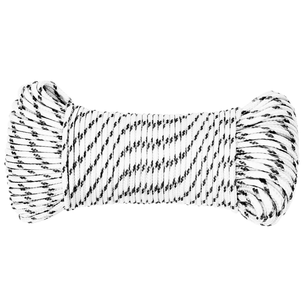Båtlina flätad vit 4 mm x 100 m polyester
