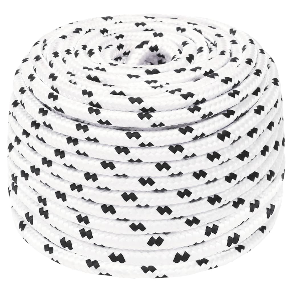 Båtlina flätad vit 10 mm x 25 m polyester