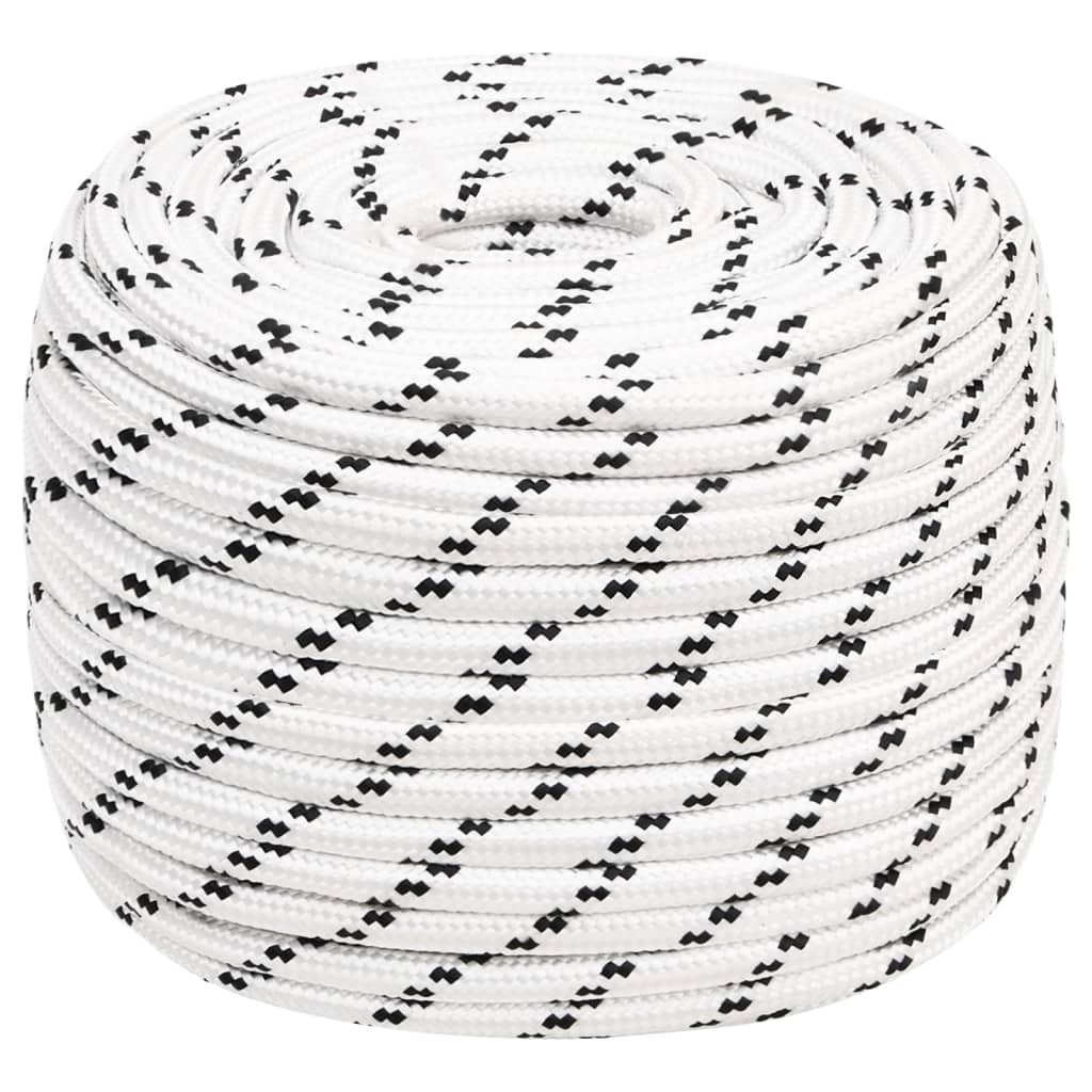 Båtlina flätad vit 12 mm x 100 m polyester