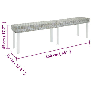 Bänk vit 160x35x45 cm kuburotting och massivt mahognyträ