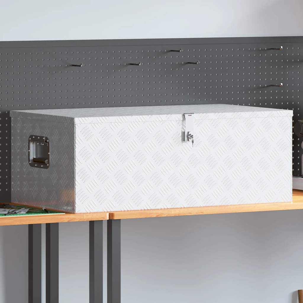 Förvaringslåda silver 100x55x37 cm aluminium