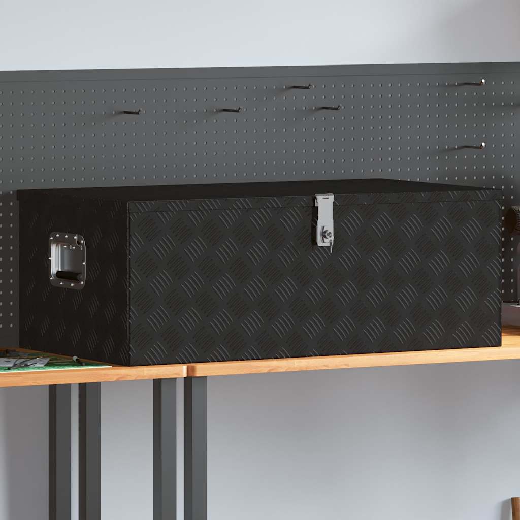 Förvaringslåda svart 100x55x37 cm aluminium