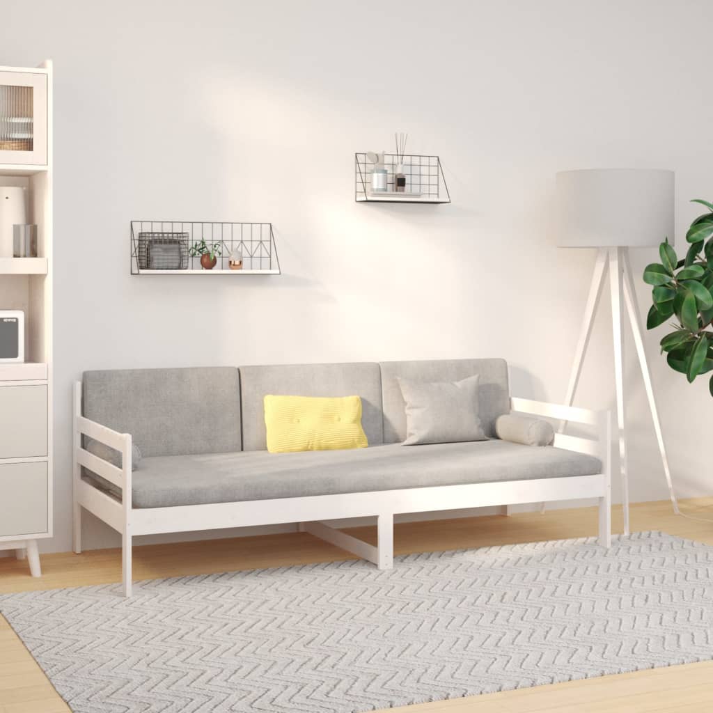 Dagbädd utan madrass vit 90x190 cm massiv furu