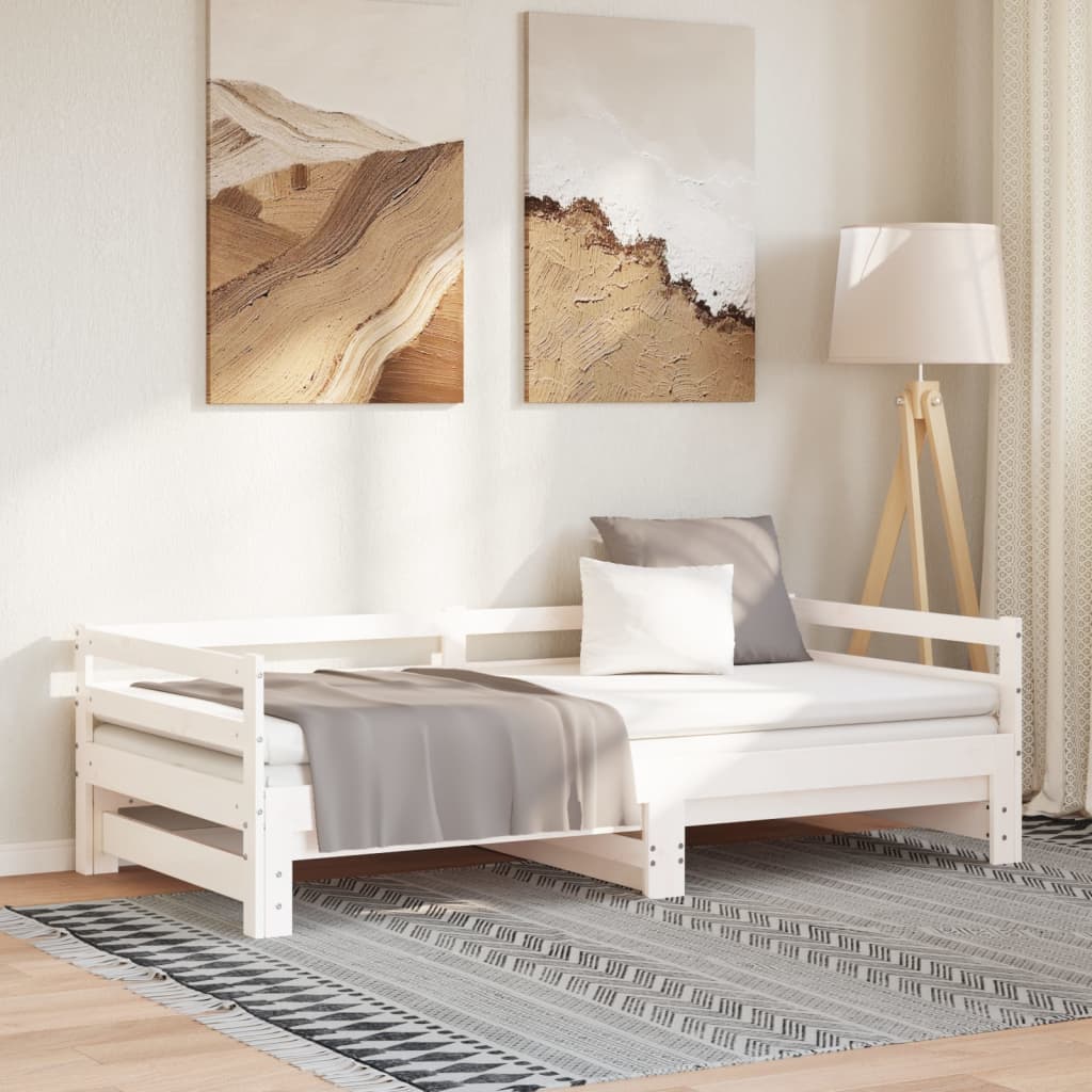 Dagbädd utdragbar utan madrass vit 90x190 cm