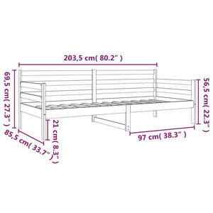 Dagbädd utan madrass 80x200 cm massiv furu