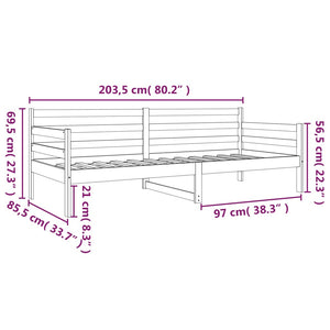 Dagbädd utan madrass vit 80x200 cm massiv furu