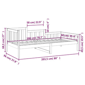 Dagbädd utan madrass 90x200 cm massiv furu