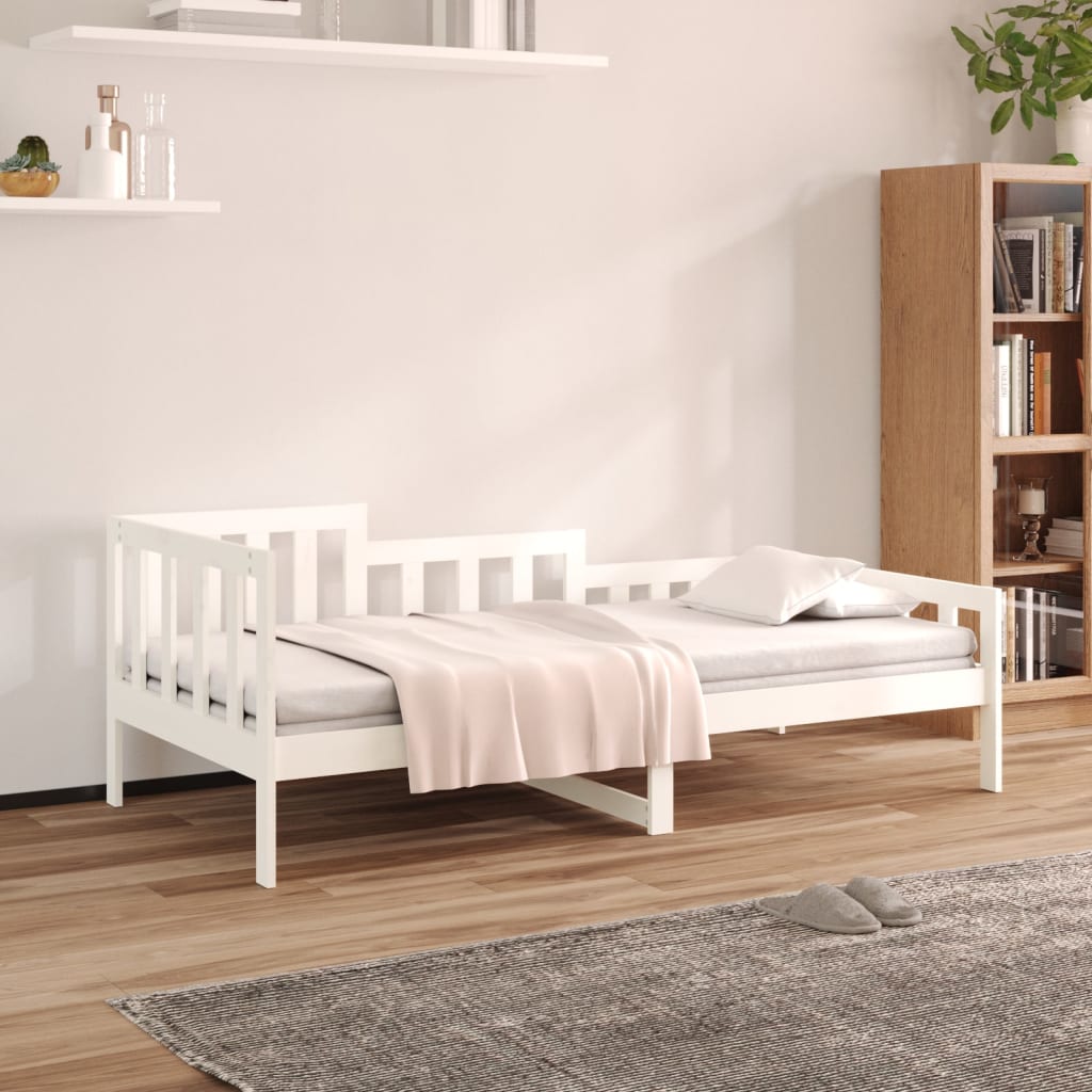 Dagbädd utan madrass vit 90x200 cm massiv furu