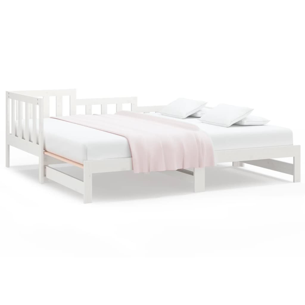 Utdragbar dagbädd vit 2x(90x190) cm massiv furu