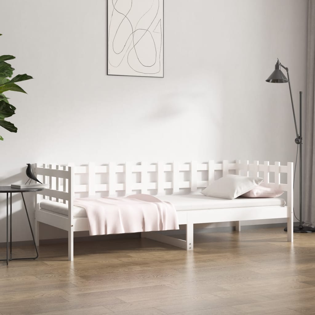 Dagbädd utan madrass vit 90x200 cm massiv furu