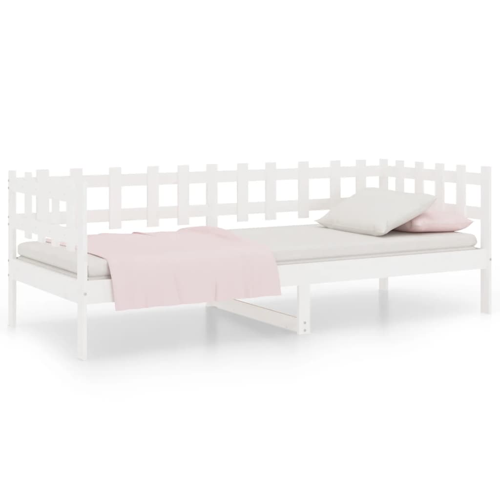 Dagbädd utan madrass vit 90x190 cm massiv furu