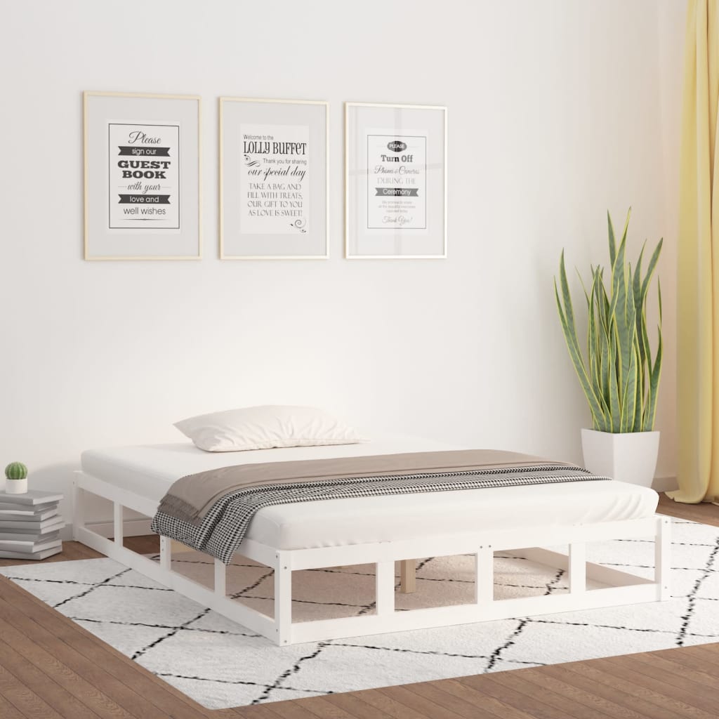 Sängram vit 160x200 cm massivt trä