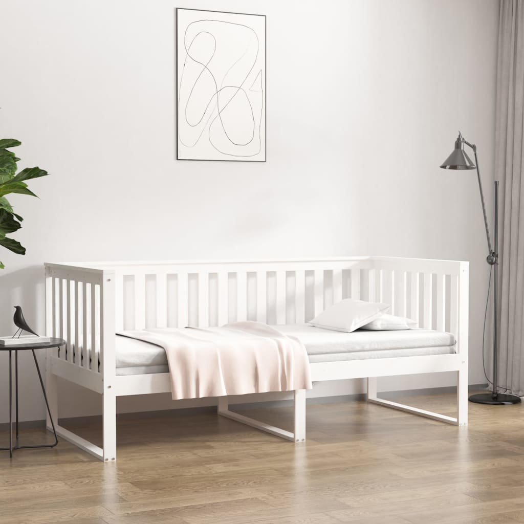 Dagbädd utan madrass vit 100x200 cm massiv furu