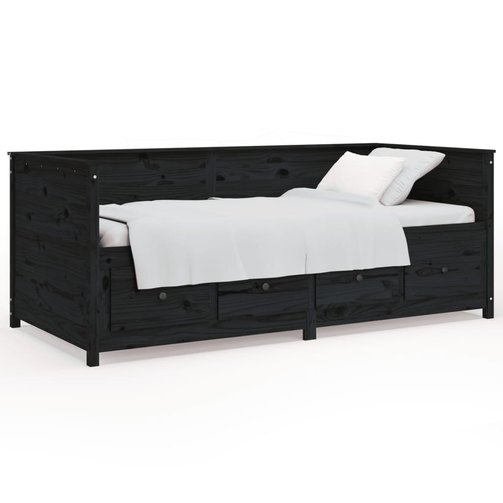 Dagbädd svart 90x200 cm massiv furu