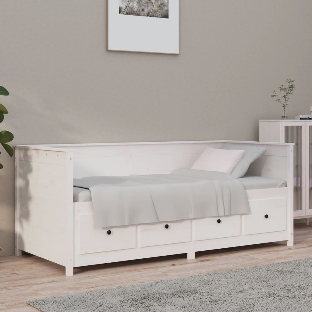 Dagbädd utan madrass vit 90x190 cm massiv furu