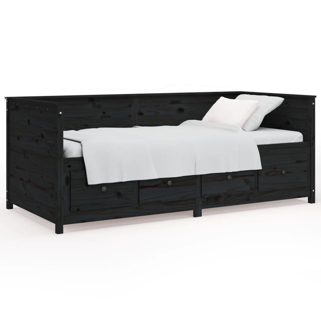 Dagbädd svart 90x190 cm massiv furu