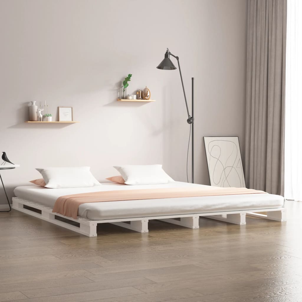 Pallsäng vit 160x200 cm massiv furu