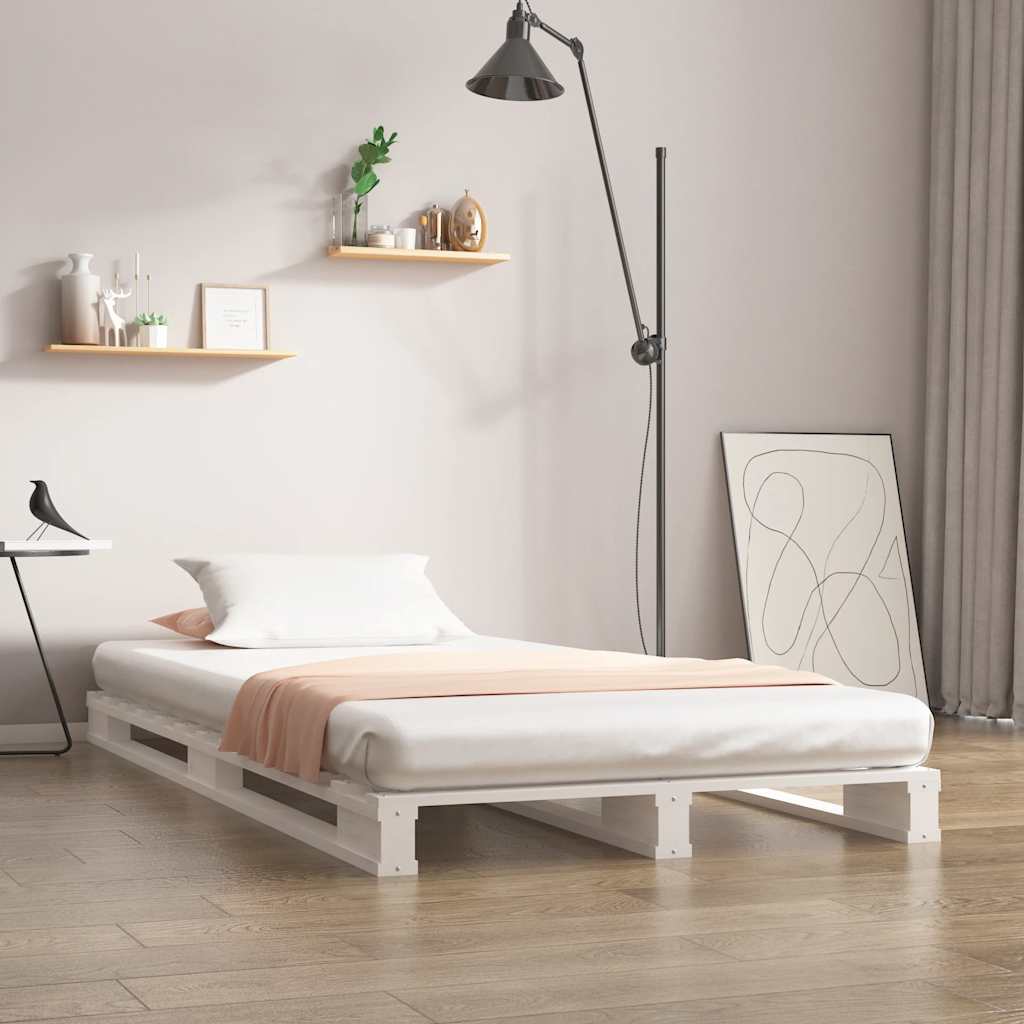 Pallsäng 90x190 cm massiv furu vit