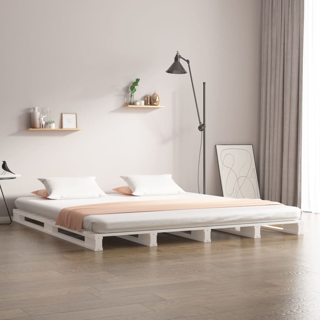 Pallsäng vit 140x190 cm massiv furu