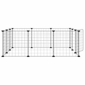 Husdjursbur med 12 paneler och dörr svart 35x35 cm stål