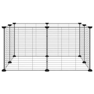 Husdjursbur med 8 paneler svart 35x35 cm stål