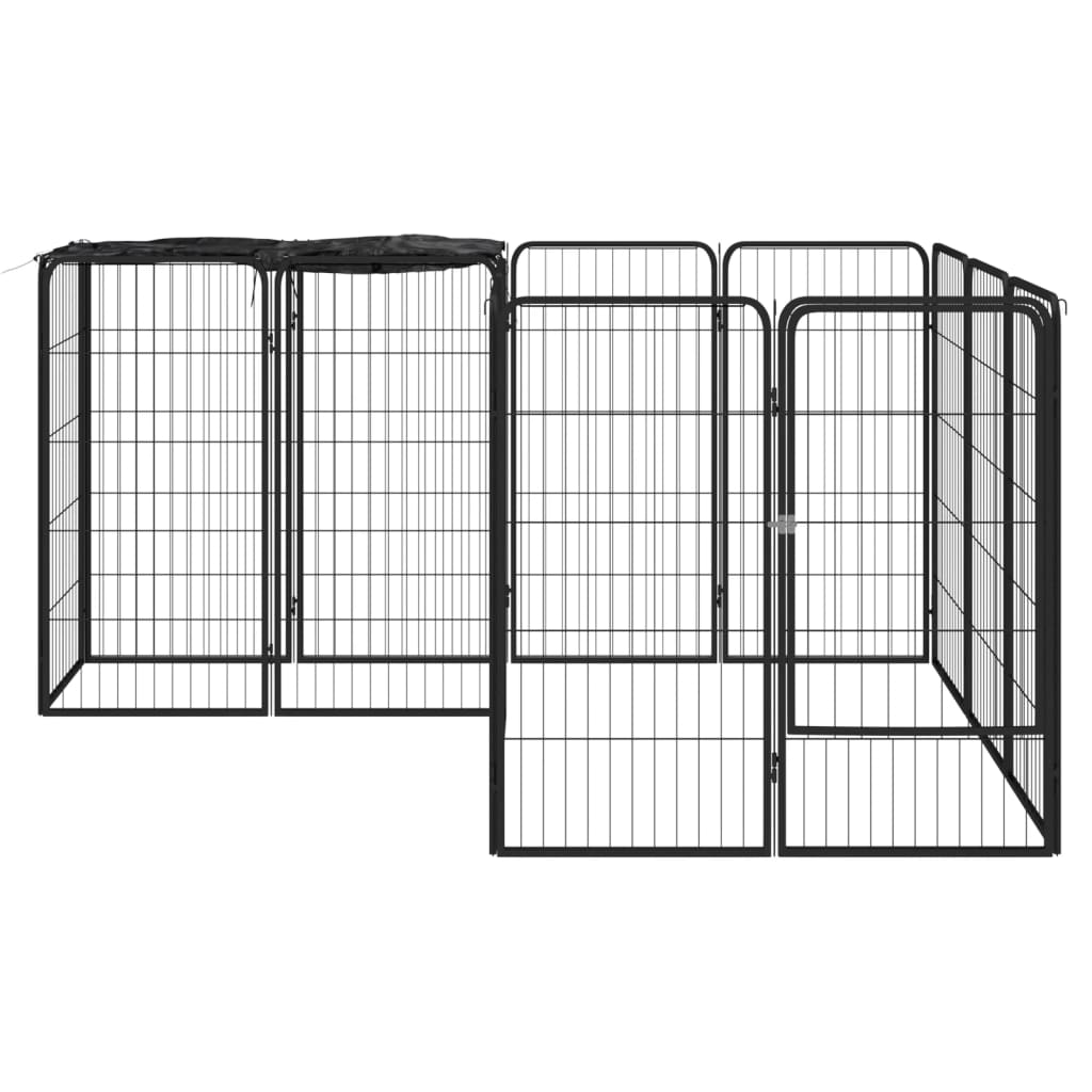 Hundbur 14 paneler svart 50x100 cm pulverlackerat stål