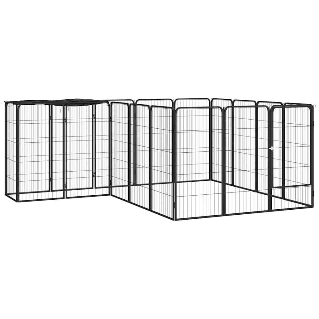 Hundbur 18 paneler svart 50x100 cm pulverlackerat stål