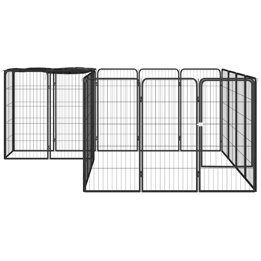 Hundbur 18 paneler svart 50x100 cm pulverlackerat stål