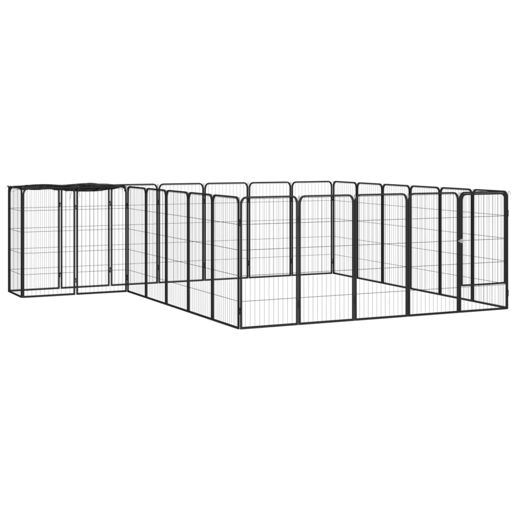 Hundbur 26 paneler svart 50x100 cm pulverlackerat stål