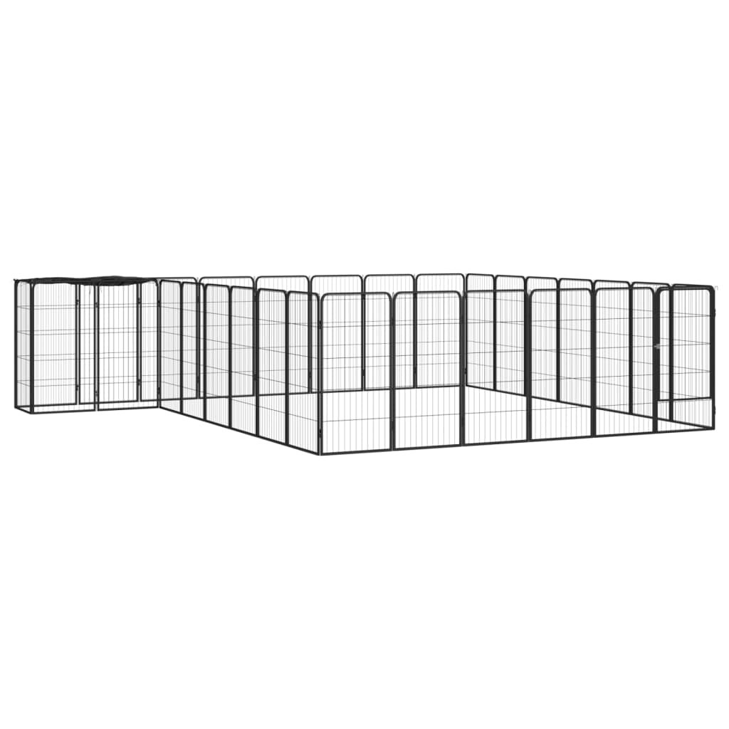Hundbur 30 paneler svart 50x100 cm pulverlackerat stål
