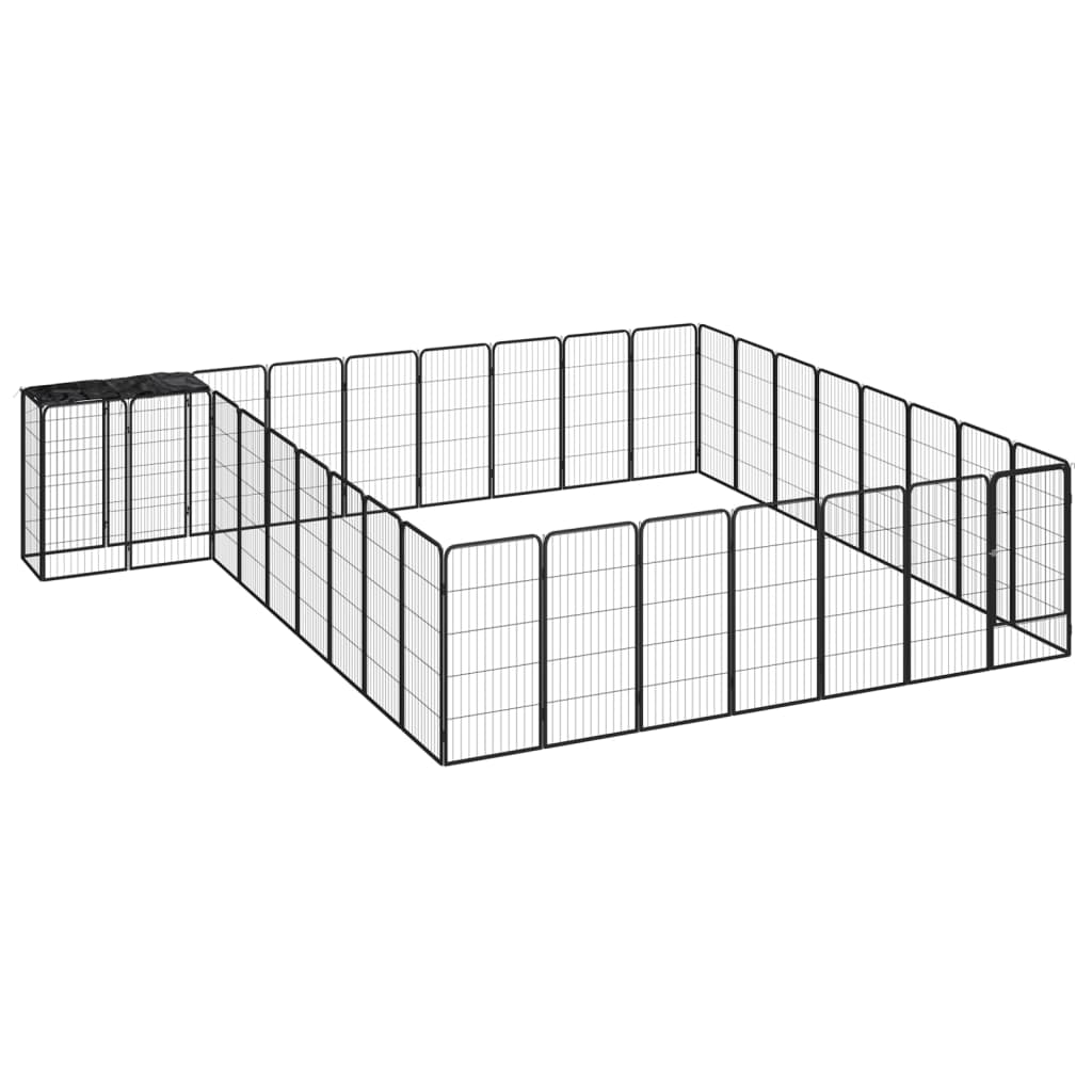 Hundbur 34 paneler svart 50x100 cm pulverlackerat stål