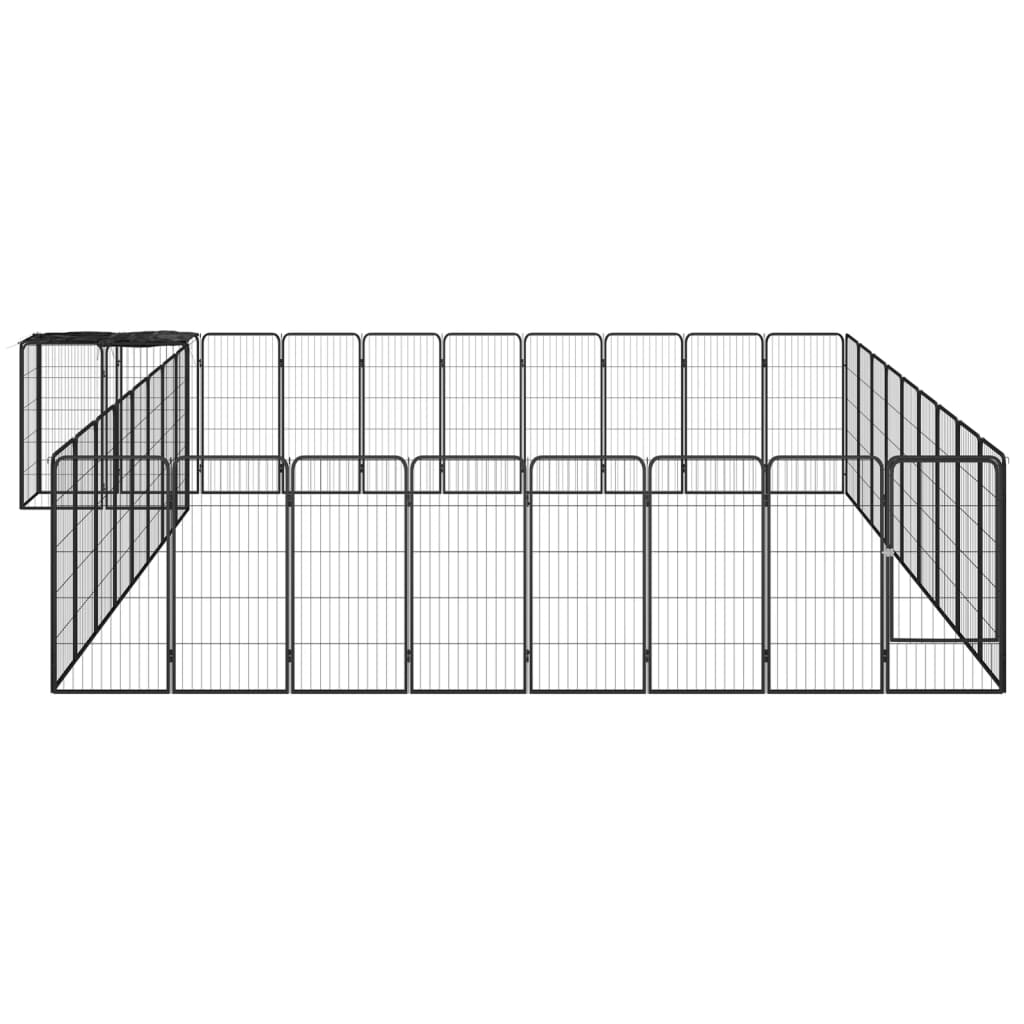 Hundbur 38 paneler svart 50x100 cm pulverlackerat stål